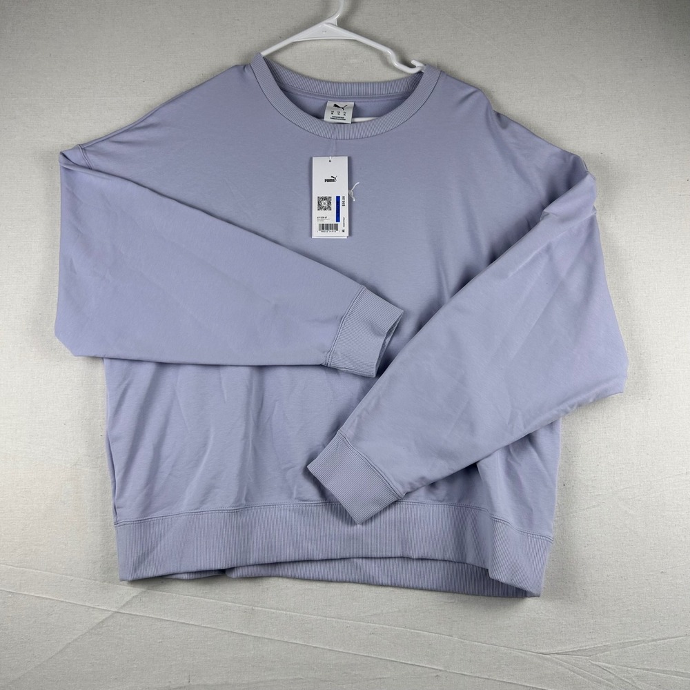 Puma Relaxed Crew FT Sweatshirt Womens XL Lavender Purple 691528 47 NWT